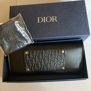 Unisex Dior Black Embossed Leather sunglasses/eye glass case